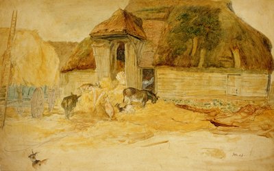 Animals Before a Thatched Barn by James Ward